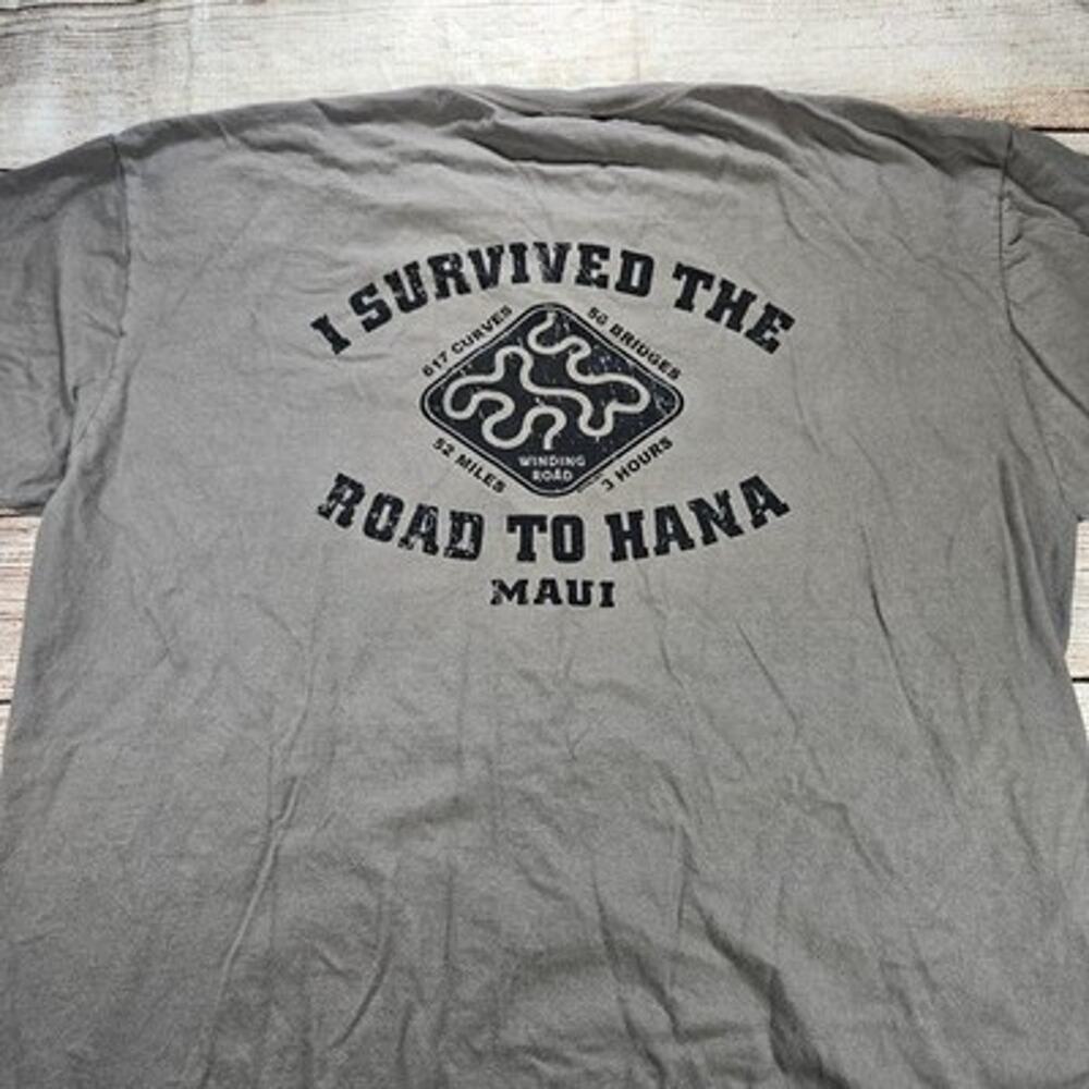 Crazy Shirts T-Shirt Men's Gray XL I Survived Road to Hana Maui Graphic Tee